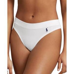 NEW POLO RALPH LAUREN club cotton thong panty in white cloud